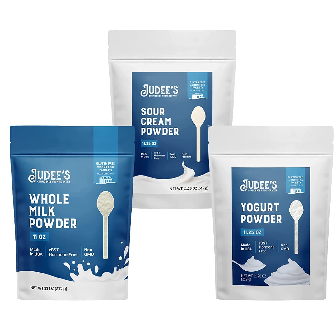 Judee's Small Dairy Bundle: Whole Milk Powder (11 oz), Sour Cream Powder (11.25 oz), Yogurt Powder (11.25 oz) - Image 1